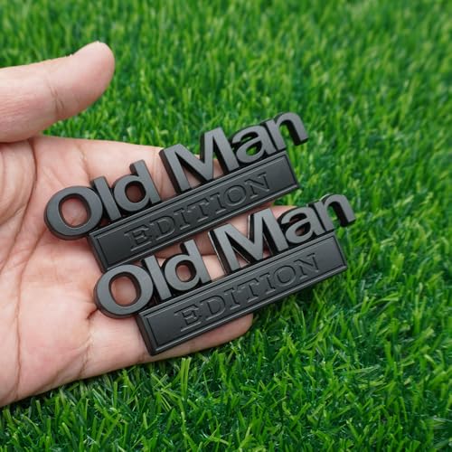 Image of 2pc Old Man Edition 3D Metal Emblem Fender Rear Tailgate Bumper Badge Nameplate Sticker Decal for Car Truck (All Black)