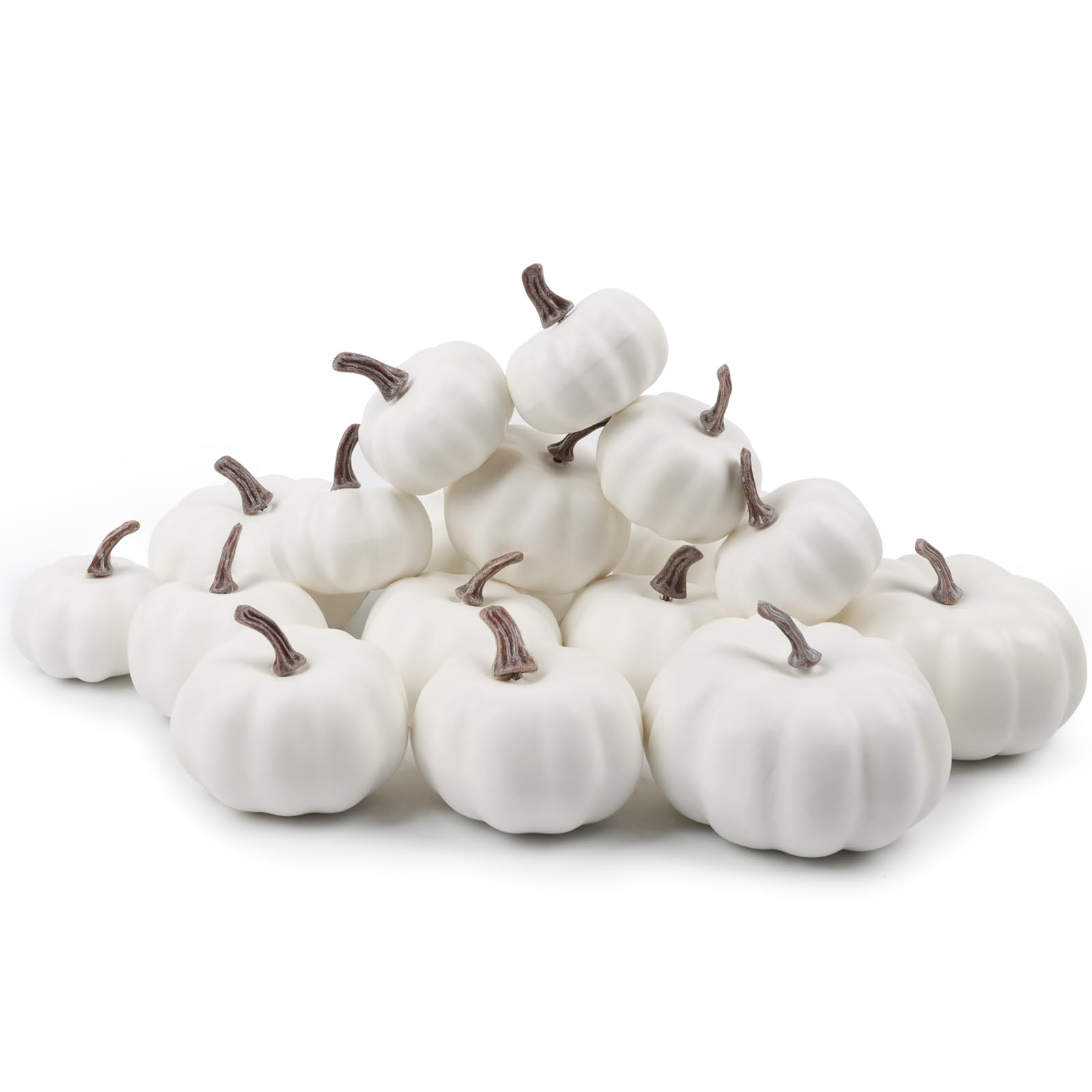 18 Piezas Calabazas Decorativas, Calabazas Decoracion Burbuja, Calabaza Halloween para Halloween, Acción de Gracias, Pintura, Decoración de Mesa de Otoño (Blanco)