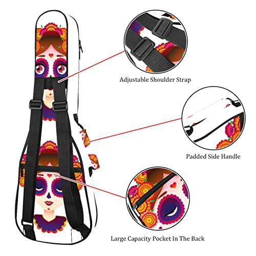 Sac pour ukulélé de dessin animé Calavera Sugar Skull mexicain pour ukulélé soprano ténor concert 58,4 cm 10 mm d… - Les Beatles, Paul McCartney, John Lennon, RIngo Starr, George Harrison Sac pour ukulélé de dessin animé Calavera Sugar Skull mexicain pour ukulélé soprano ténor concert 58,4 cm 10 mm d… – Image 4