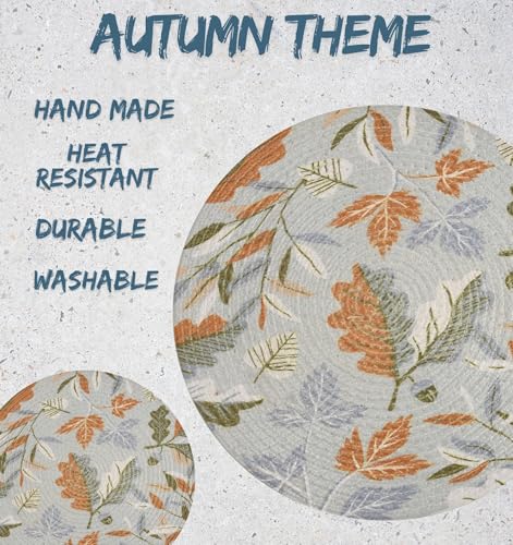 Image of LaVichitra Cotton Table Placemat | Dining Table Mat | Bed Side Table Mat | Cotton Round Shape Placemats | Washable PlaceMat for Shelves & Plant Pots - Pack of 6, Autumn Theme