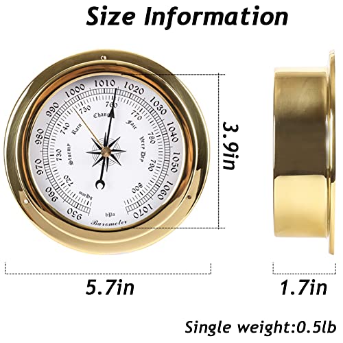 Eastmetal 410-899-293 4Pcs Weather Station Set, High Precision Barometer Clock Meter Thermometer Hygrometer Kit, Brass Case 5.7In Boat Accessory thumb #4