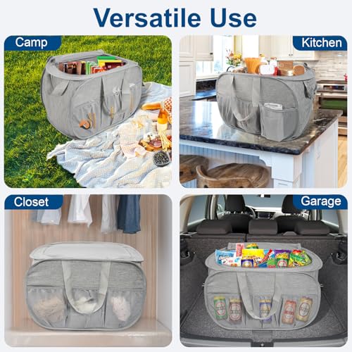 Collapsible Laundry Baskets, Tear Proof Pop Up Laundry Hamper with Lid, Dual Handles Durable Foldable Laundry Basket, Easy to Carry Laundry Hamper for Home, Laundry Room, Bedroom, Dorm, Travel Grey by BATTOO - Image 7