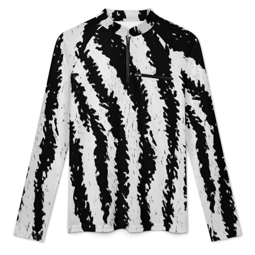 Black and White Tiger Stripe Men's Sun Protection Shirts UV SPF UPF 50+ Long Sleeve Rash Guard Lightweight3