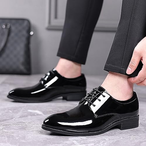 Oxford Shoes for Men Derby Shoes Mens Formal Dress Business Lace Up Shoes Classic Black Patent Leather Shoes2
