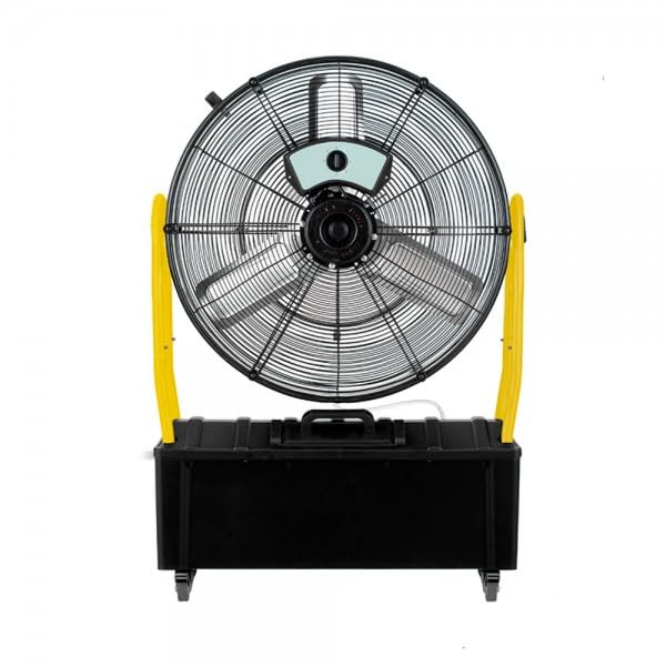 Bilake Ventilador Nebulizador Industrial | Depósito Humificador | Reduce la Temperatura | Con Ruedas | Oscilación Ajustables | Industrial, Exterior, Interior, Hogar, Comercio (Ø65cm | 25L | 300W)