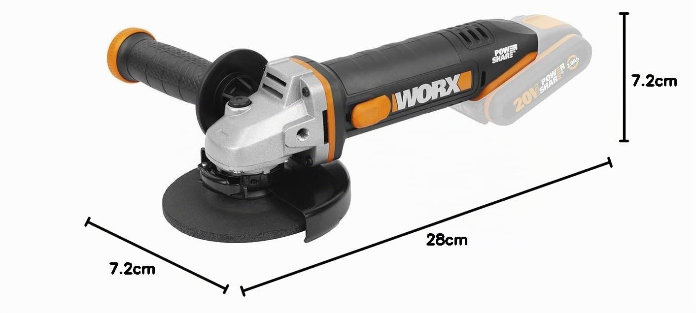 Worx 6924328321156 Smerigliatrice a Batteria 125 mm 20 V, Nero