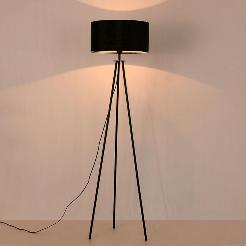 Lampada da Terra con Paralume in Lino, Lampada A Palo Alto, Attacco E27, Dimmerabile, Luce Verticale, Luce D'accento, Luce D'angolo per La Lettura, Arredamento Moderno per La Casa