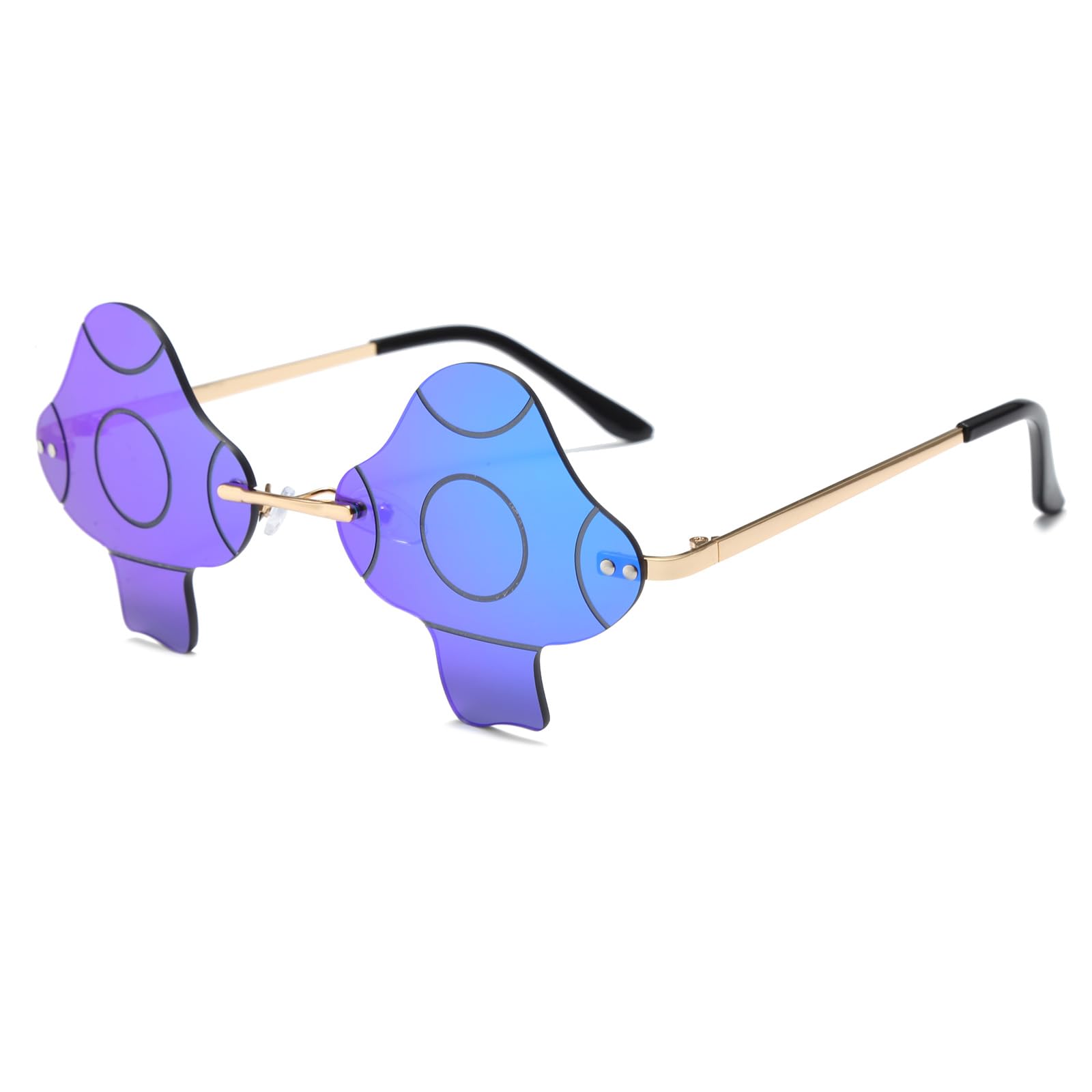 YAMEIZE Vintage Pilz Randlose Sonnenbrille für - Damen Herren Rahmenlose Mirrored Pilzform Brillen Trendy Persönlichkeit Party Halloween Brillen