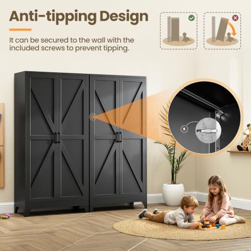 Image of Yizosh 75 inch H Tall Metal Kitchen Pantry Storage Cabinets Cupboard