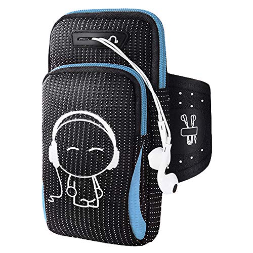 Luminous Pattern iPhone Pouch, Universal Running Armband, Arm Cell Phone Holder Sports Armband for Running, Fitness and Gym Workouts,Universal for All Phones (Blue)