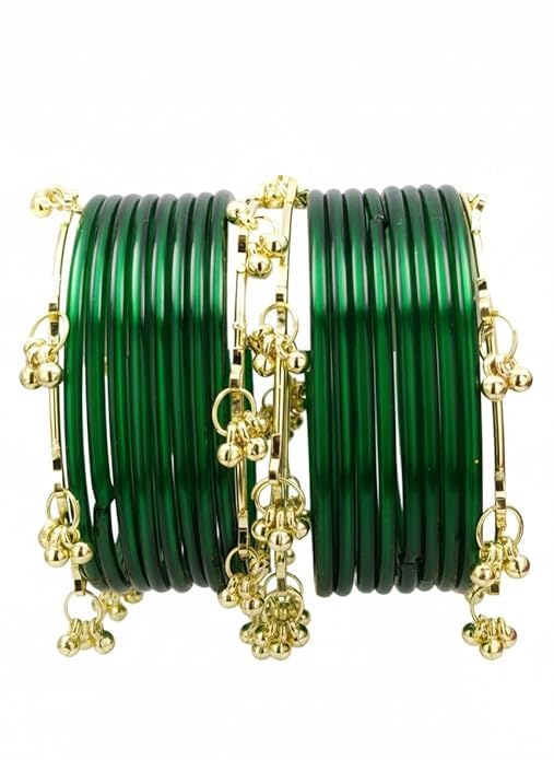 SATYAM BANGLE STORE Premium Glass Bangles Set with Ghungroo For Women Kangan Set For Women|Kanch Ki Chudiya Set Girls|Trendy Bangle For Gift|Wedding & Parties - Set Of 12-picture-33