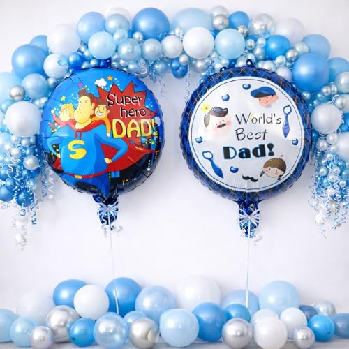 Image of Rozi Decoration Super Hero Father & World's Best Father Foil Balloons Set | Father's Day Decoration Balloons | Metallic Helium Balloons for Home, Party & Surprise Decor