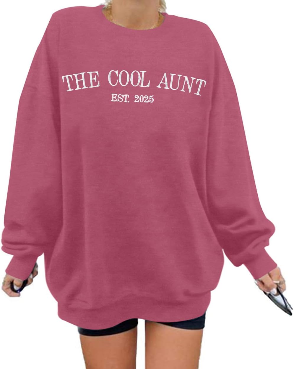 MYHALF Aunt Sweatshirt Cool Auntie Shirt: Women Oversized Auntie Crewneck Sweatshirts Aunt Gift Tops Cute Aunts Club Pullover - Image 4
