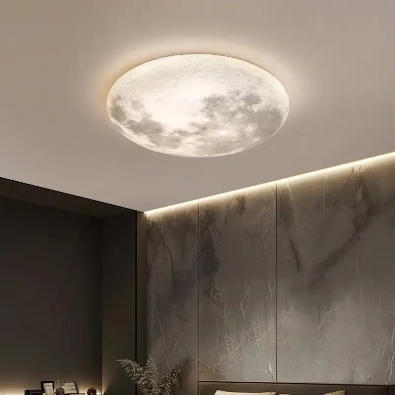 Modern LED Planet/Moon Wall & Ceiling Lamp – Decorative Night Light & Bedside Wall Lamp for Bedroom, Living Room & Kids Room – Available in 330, 400 & 500 mm Sizes (Warm/White/Tricolor) (500 MM)