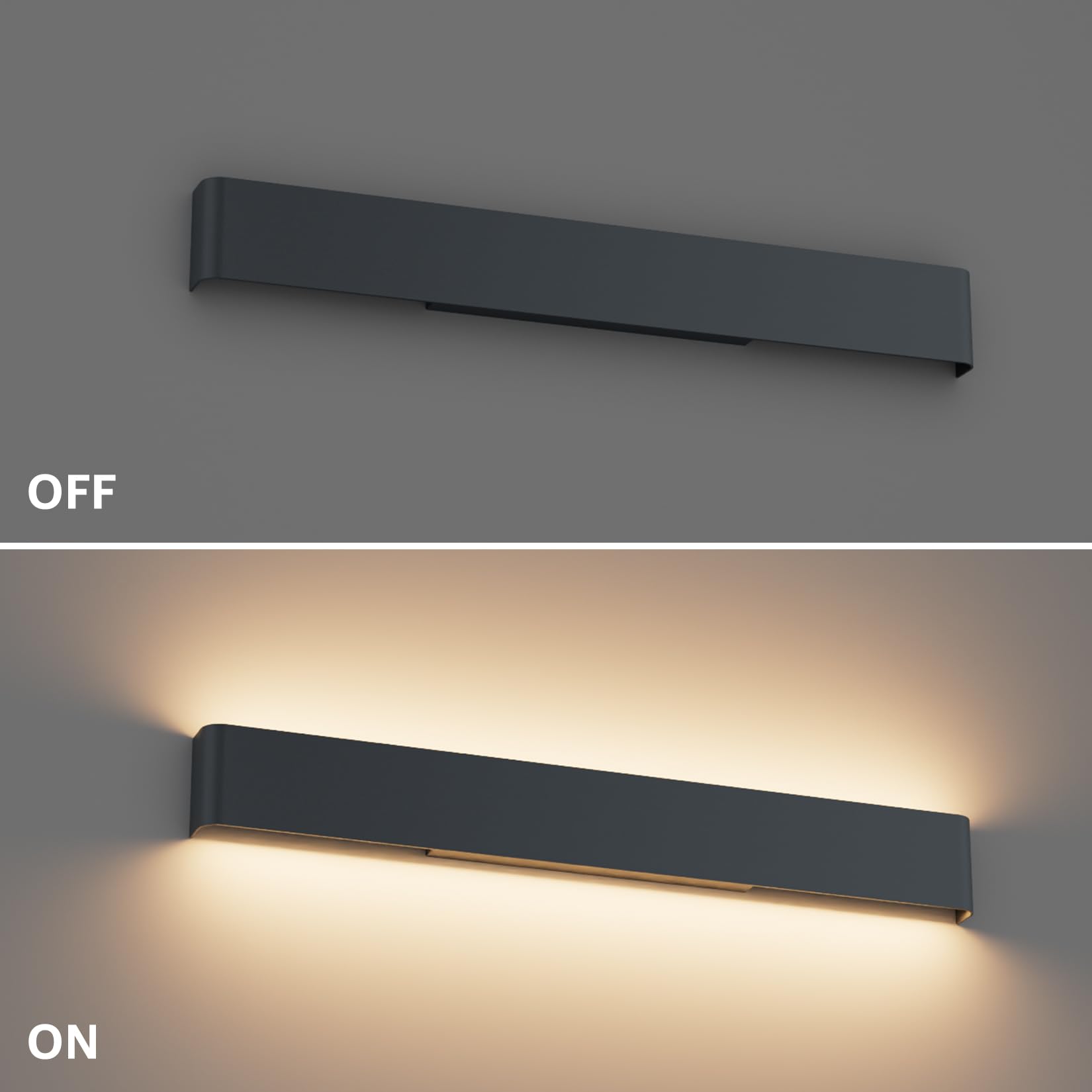 Klighten 20W Applique Murale Exterieur, Aluminium Longue Extérieure Éclairage Mural Imperméable IP65 Pour Jardins, Terrasses, Lampe Murale Exterieur Blanc Chaud 3000K (Anthracite, 60CM)