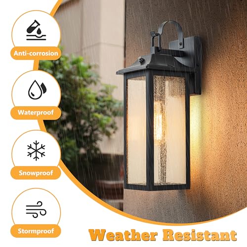 RVsmattly Dusk to Dawn Outdoor Wall Lantern, Matte Black Exterior Lighting Fixture with Weather Resistant, Sensor Outdoor Porch Light, Mordern Outside Light for House,Patio,Garage(E26 Base)