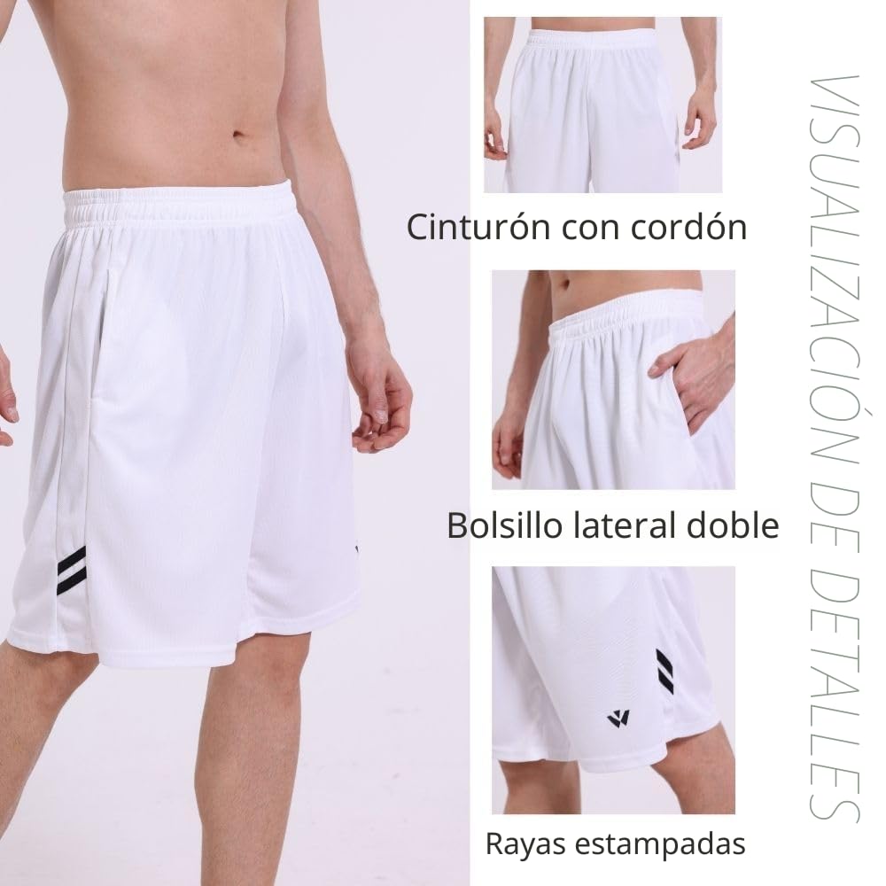 Pantalones cortos deportivos para hombre paquete de 5 con bolsillos cintura elástica secado rápido entrenamiento correr