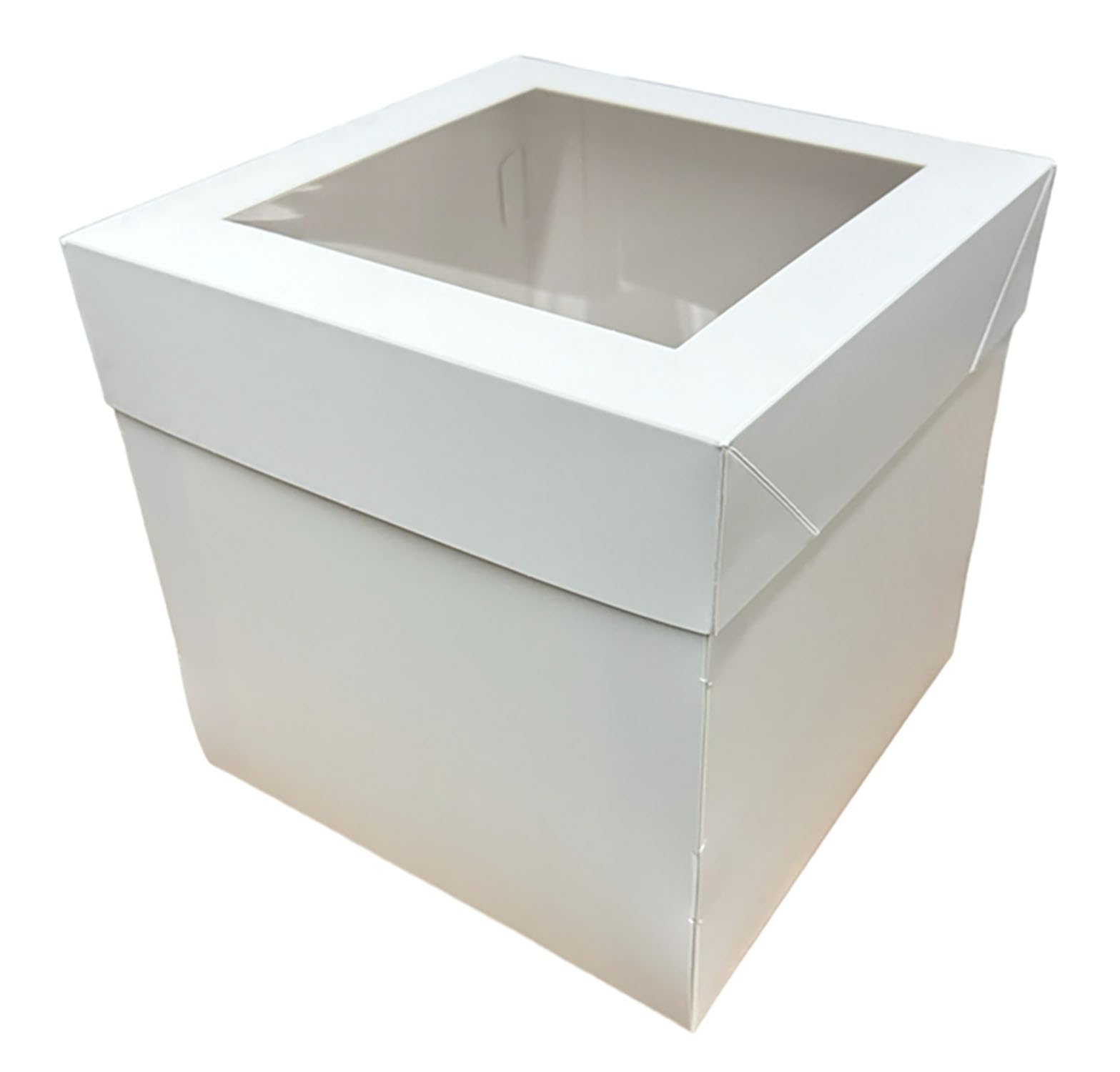 Larryroo White Tall Cake Box Extra Deep With Clear Display Window - 12" X 12" X 12" (1)