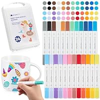 Tenare 24 Porzellanmalstifte mit Doppelspitze - 24 Brillante Farben, Pinsel- & Feine Spitze - Porzellanstifte zum Bemalen von Tassen, Glas, Keramik, Holz, Metall & für DIY-Dekoration