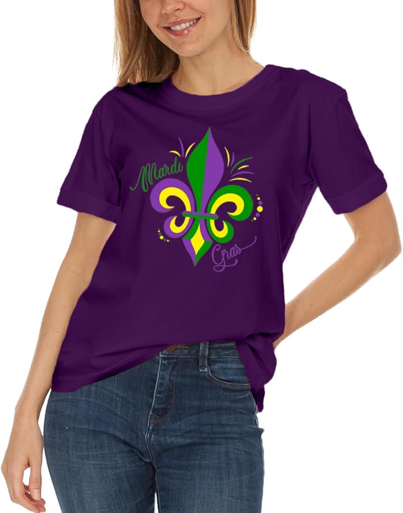 Womens Mardi Gras Shirt Fat Tuesday Shirts Carnival Theme Party Tee Tops - Image 2