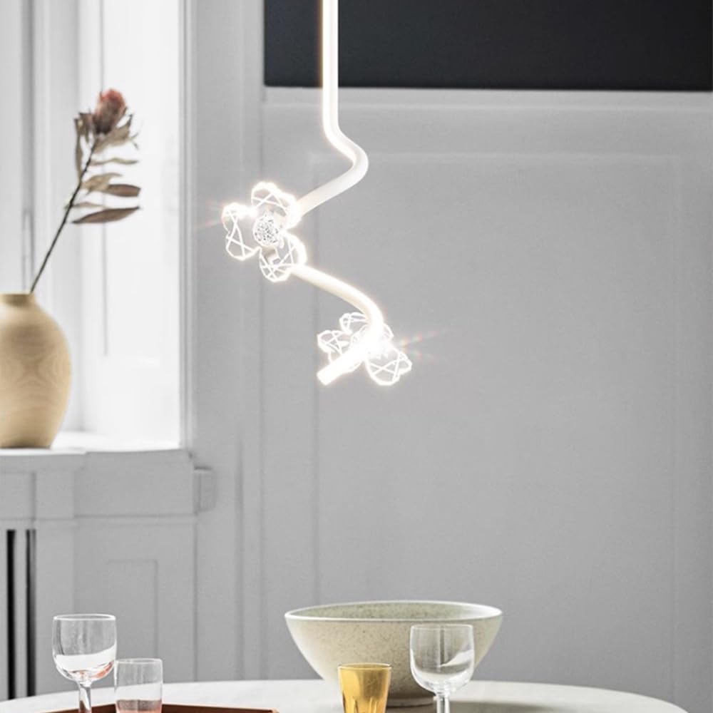 Liniowa spiralna lampa wisząca, ultracienka metalowa lampa wisząca z akrylowym kloszem w kształcie kwiatu, dekoracyjne lampy wiszące przy łóżku, nowoczesna lampa LED Chaner - 18 W - 3 tryby kolorów