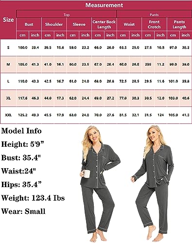 Image of SWOMOG Womens Pajamas Set Long Sleeve Sleepwear Button Down Nightwear Soft Cotton Pj Lounge Sets