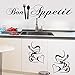 Bon Appetit Autocollant mural en vinyle imperméable amovible pour décoration de cuisine, salle à manger, salon