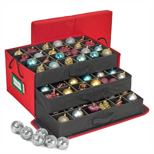 HOLDN’ STORAGE Christmas Ornament Storage Box with Dividers, Holds 72