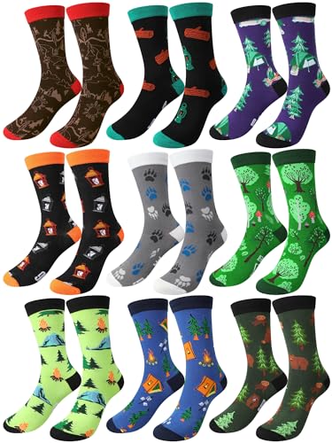 Jeyiour JEYIOUR-SOCKS-1139 9 Pairs Camping Socks For Women Men Fun Camping Themed Socks Novelty Camp Gifts thumb #3
