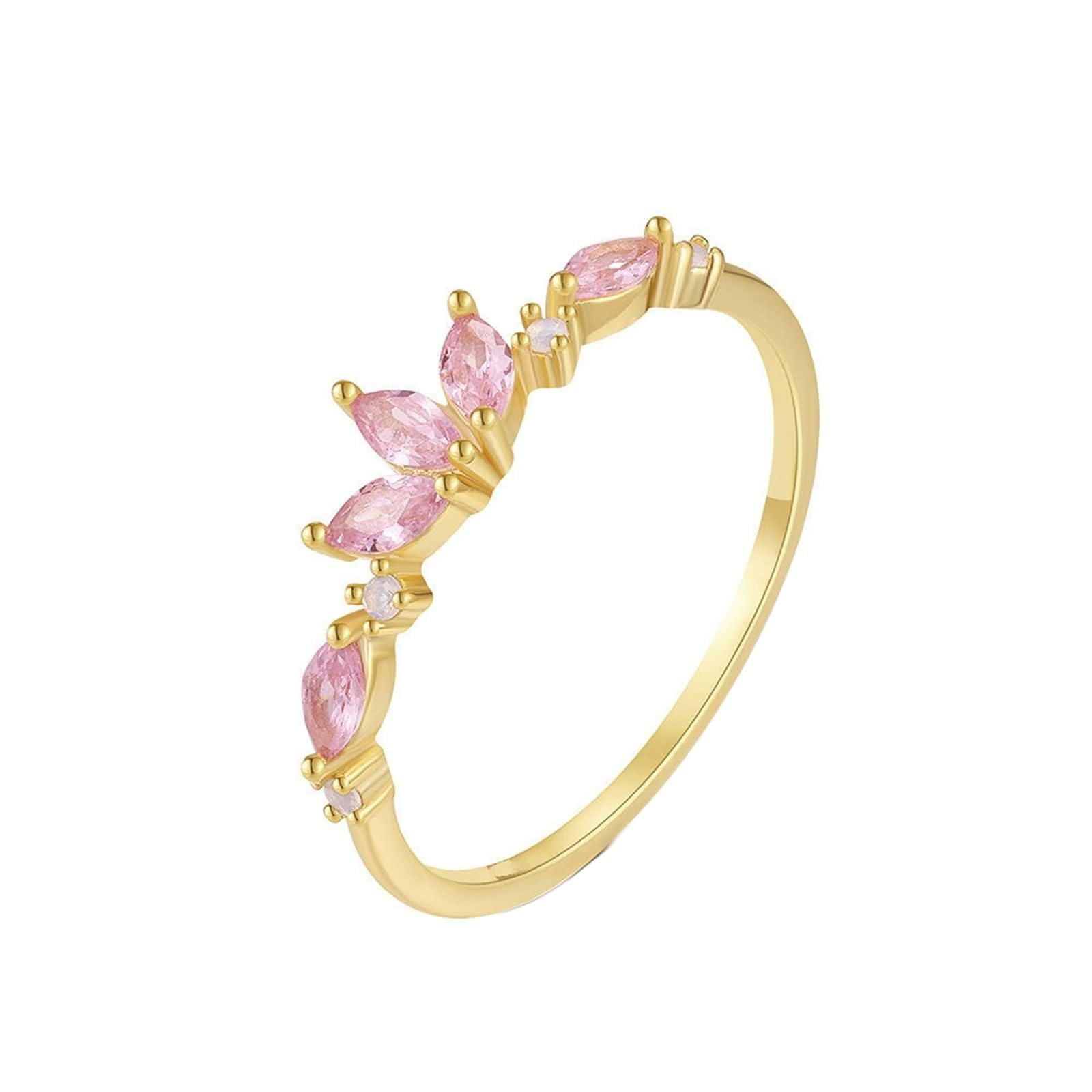 Beydodo Anillos Boda Oro Amarillo 9 14 18 K Mujer con Marquesa con Cristal, Anillo para Mujer Oro de Boda