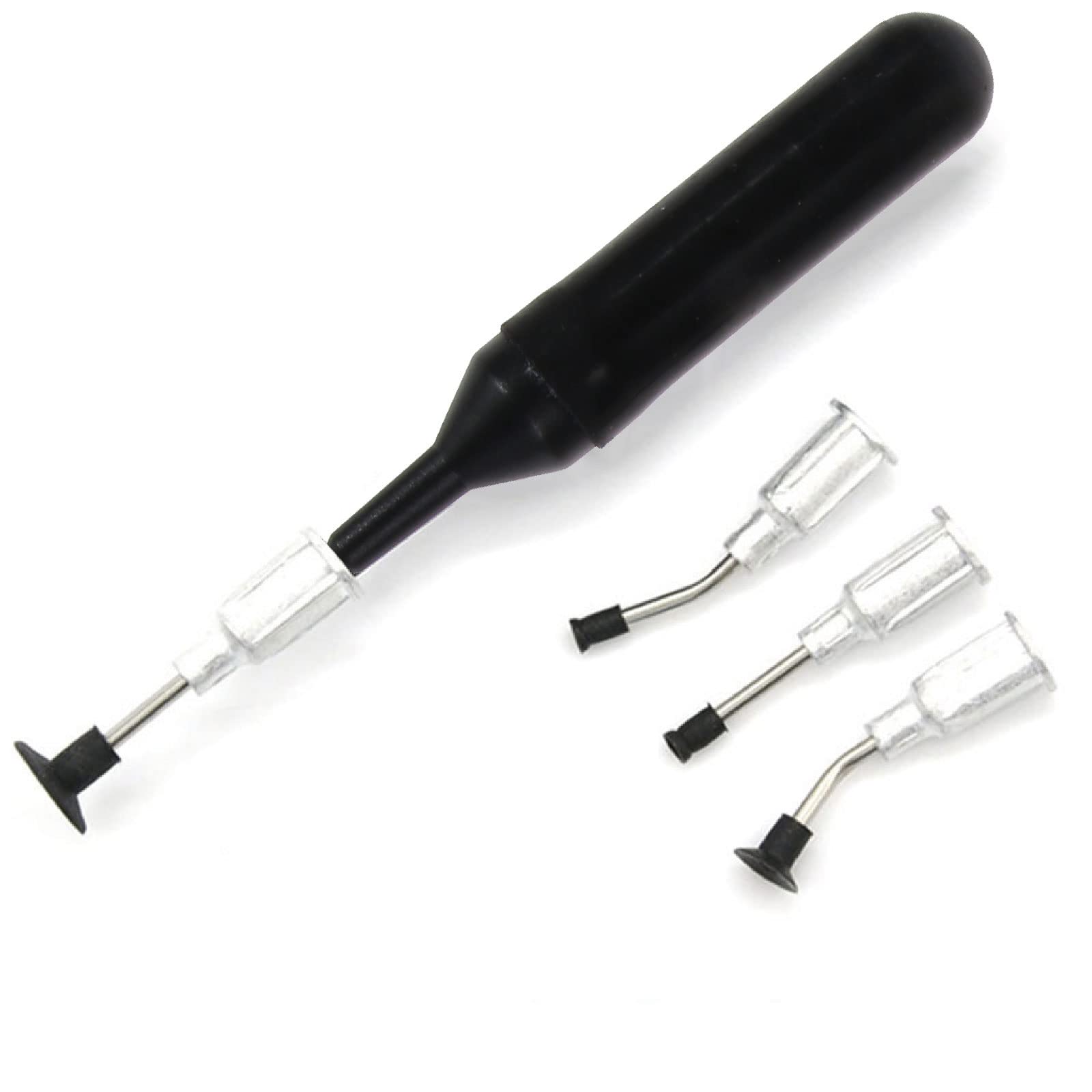 Black Rubber IC Pick Up Vacuum Sucking Pen with 4 Suction Headers for Capacitor Resistor Chip Soldering Sucker Tool Router Tools for Woodworking