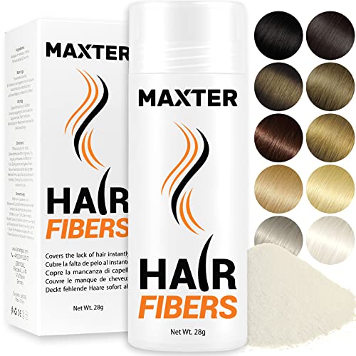 Maxter HAIR FIBRES White - Hair Powder Men and Women to Conceal Hair Loss - Microfibre for Added Density and Volume