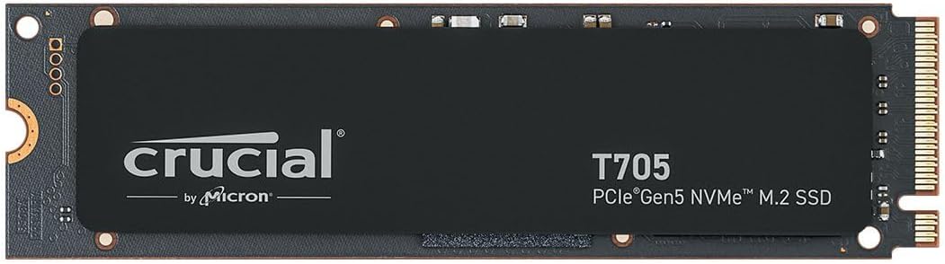 Crucial T705 1TB SSD PCIe Gen5 NVMe M.2, Up to 13,600MB/s, Microsoft DirectStorage, PCIe 4.0 Backwards Compatible, Internal Solid State Drive - CT1000T705SSD3