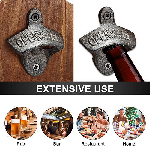 Janolia Houten Wall Mounted Flesopener met Cap Catcher, Vintage Style, een geschenk voor Vader, uw Vrienden - Afbeelding 4