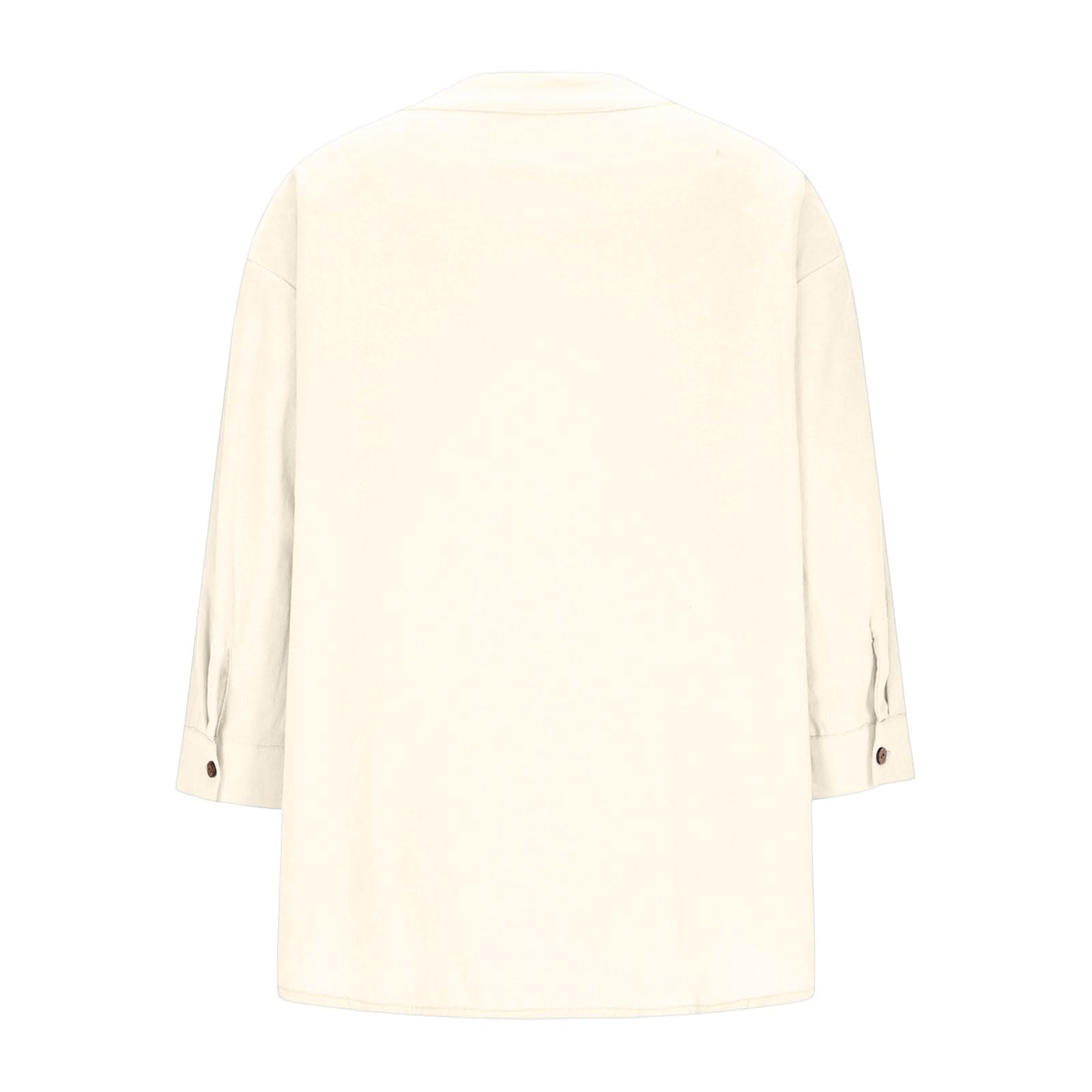 Top casual da donna, camicia a 3/4 con bottoni sul davanti, scollo a V, camicetta allentata plissettata con cintura in vita con scollo a V a pieghe camicia rilassata