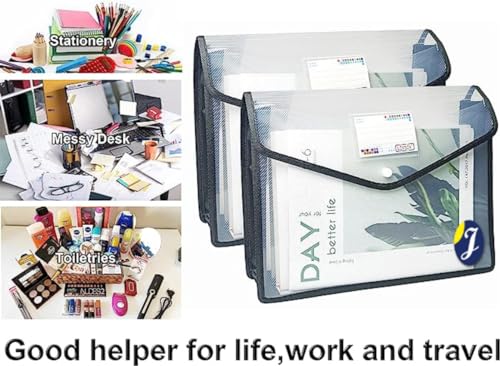 Image of Envelope Folder, Pack of 4, Document Holder, Transparent A4 Poly-Plastic Documents, Certificate File Storage Bag Including Snap Button,File Holder,A4 Size Brief Bag Pack of (4)