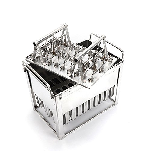WUPYI Ice Cream Stick Mold,30pcs Stainless Steel Popsicle Frozen Mold Ice Pop Molds Lolly Pop Makers 85g with Notch,with Wooden Sticks and Cleaning Brush,US Stock (Round with Notch)
