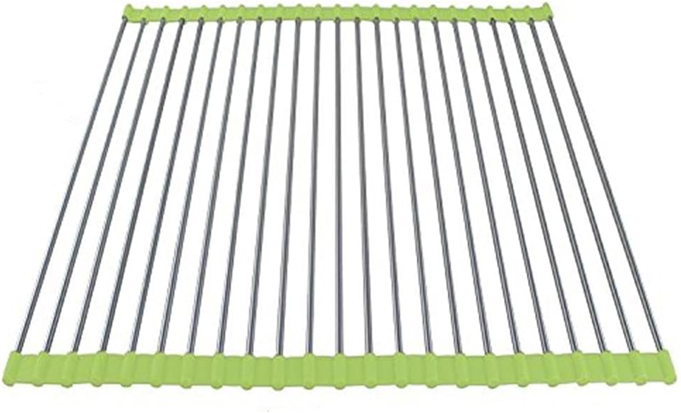 Multipurpose Dish Drying Rack, Stainless Steel Over The Sink Rollup Dish Drying Rack, Red 20" W X 18.5" L