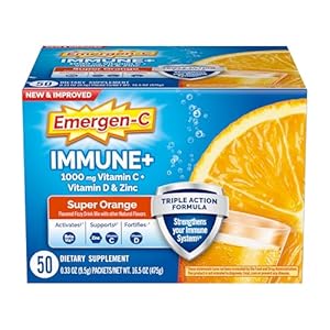 50ct of Emergen-C Immune+ Triple Action Immune Support Powder, with 200mg of BetaVia (R), 1000mg Vitamin C per serving, B Vitamins, Vitamin D, Zinc and Manganese (2) Support your immune system in three ways with Immune+ Triple Action – our advanced i...