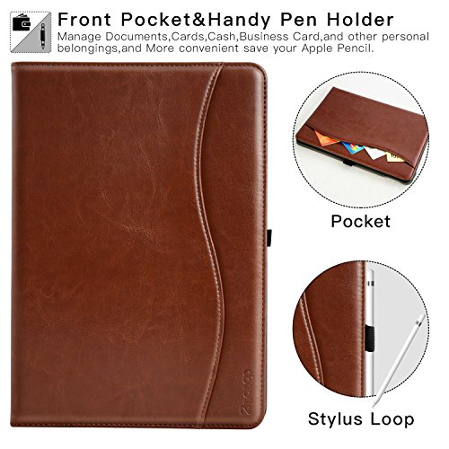 Image of IPad Pro 12.9 Inch 2017 / 2015 Case, Ztotop Premium Leather Slim Folding Stand Folio Cover for New Apple Tablet with Auto Wake / Sleep and Document Card Slots, Multiple Viewing Angles,Brown