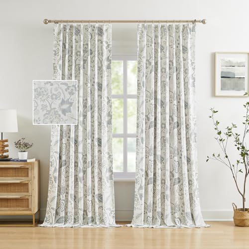 Kayne Studio Pinch Pleated Full Blackout Window Curtains Panels Botanical