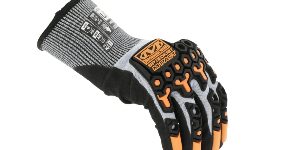 Mechanix Wear: ANSI A5 Cut Resistant Nitrile Coated SpeedKnit M-Pact Heavy Duty Work Gloves - Touch Capable, D3O Technology,Tungsten Construction, High Abrasion Resistant (Gray, Medium)
