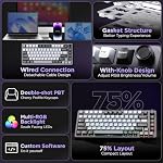 YUNZII B75 Mechanical Keyboard,75% Layout with Knob,Hot Swappable RGB Backlit Gasket Mounted, Creamy Typing, Double-Shot PBT Keycaps,Cherry Profile,for Win/Mac (Dark Grey, Cocoa Cream V2 Switch)