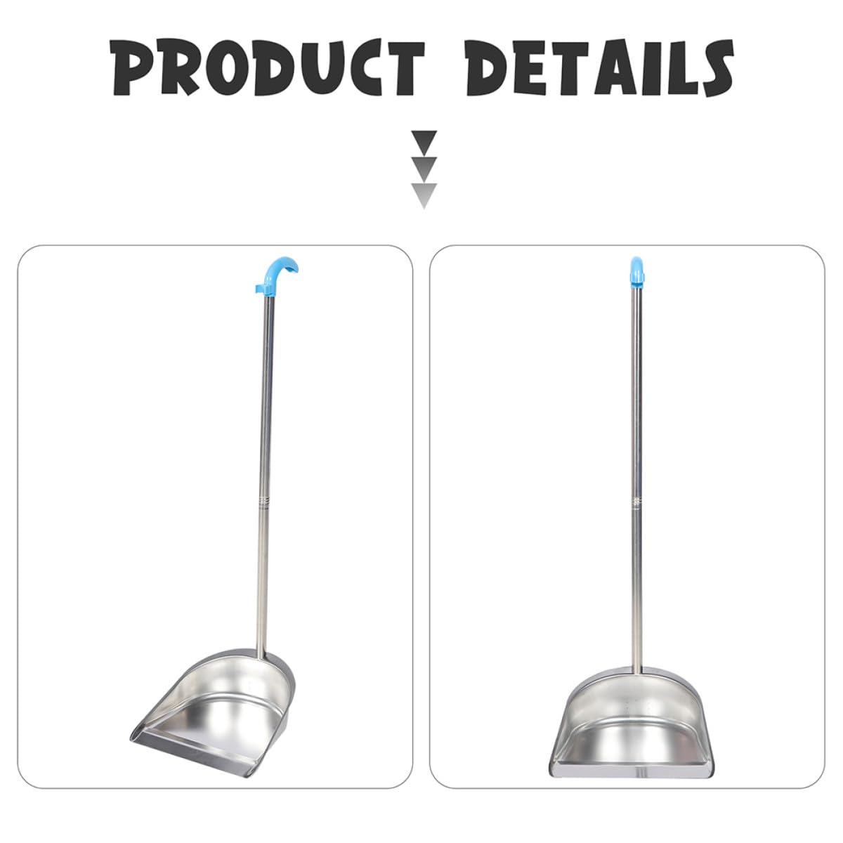 Recogedor de Basura Duradero de Polvo Doméstico, Pala de Limpieza Mango Largo Desmontable, Acero Inoxidable y Plástico, para Cocina y Casa