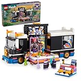 LEGO Friends Pop Star Music Tour Bus Play Together​ Toy, Social-Emotional Musical Toy with 4 Mini-Doll Characters, Toy Truck Building Kit, Music Gift for 8 Year Old Kids, Girls and Boys, 42619