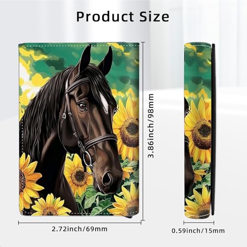 Wallet for Men Card Holder Slim RFID Blocking Pop-up,Faux Leather Business & Credit Wallet,Holds Up to Cards & Cash Minimalist Front Pocket,Billeteras de Hombres, Sunflowers and Horses2
