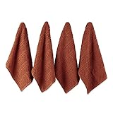 DII Luxury Barmop Collection Chevron Dishtowel Set, 16x19, Spice, 4 Piece