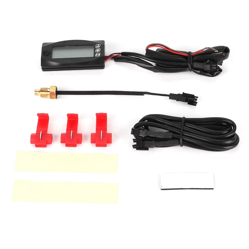 Termometro per Moto Misuratore di Tensione Misuratore di Temperatura 'Acqua Display Digitale del Tempo 3 in 1 ABS Multifunzionale Nero Antiurto Resistente all'Usura per