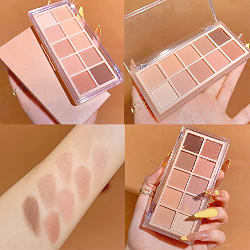 Erinde 10 Colors Eyeshadow Makeup Palette - Matte Naked Eye Shadow, Ultra-Blendable, Long Lasting, Professional Matte & Shimmer Nudes Neutral Eye Shadows Palette With Brush, Milk Tea #TOP5