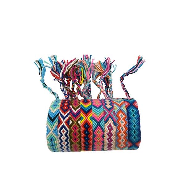 Tangser Nepal Woven Friendship Bracelets with a Sliding Knot Closure for Women, Kids, Girls, VSCO Girl and Men – Adjustable - Mix Color Random（Pack of 12）